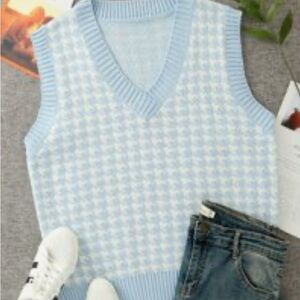 Blue Houndstooth Women's Sweater Vest
